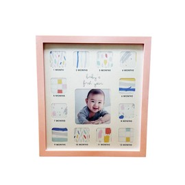 umely Baby Photo Frame, Baby Picture Frame, 12 Months, Baby Picture Frame, Gift, Baby Shower, Pink, Blue, White, Girls, Boy(Pink)