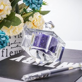 HDCRYSTALGIFTS Handmade Hanukkah Dreidel Figurine Ornament with Blue Crushed Diamonds Crystal Art Collectible Jewish Dreidel Paperweight Decorative,Blue