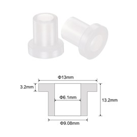QUARKZMAN Flange Sleeve Bearings 6.1 mm ID 9.08 mm AD 13.2 mm L Nylon Bushings White Pack of 12