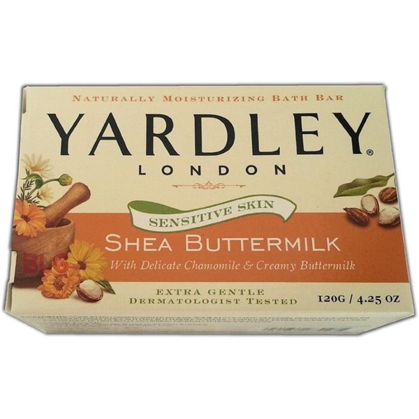 Yardley London Sensitive Skin Shea Buttermilk Bar Soap, 4.25 oz (Pack of 7)