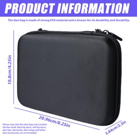 WIYETY Dart Bag for 12 Darts, Hard EVA Darts Bag, Dart Bag Organiser, Professional Dart Accessories, Portable Dart Box for Dart Tips, Shafts, Flights and Accessories (Black), black, Dart bag