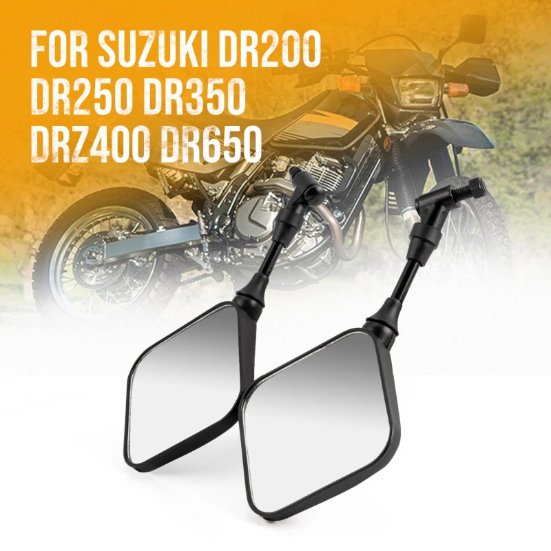 TWOM Black Dual Sport Motorcycle Side Mirrors For Suzuki DR200