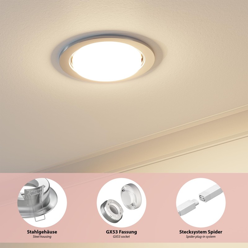 ledscom.de RUBA Recessed Ceiling Light Matt Stainless Steel Round 107