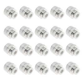 Motoforti Push to Connect Air Fittings 1/4" Male Thread Air Line Quick Connector Plastic Metal 3/8"BSPT 20 Pcs White Silver Tone