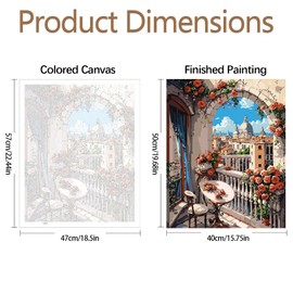 JATOK Paint by Numbers Kits for Adults, Painting Kits for Beginners On Clear Symbols Colored Canvas, Easy DIY Acrylic Pigment Drawing Paintwork for Home Wall Decor, 16x20 in Frameless, Arch