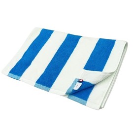 Imabari Towel, THE STRIPES Mini Bath Towel, 17.7 x 43.3 inches (45 x 110 cm), Retro, Washing, Drying, Folding, Smooth, Easy to Wash, Housework, Made in Japan, Time Saving, Housework Face Towel (Blue)