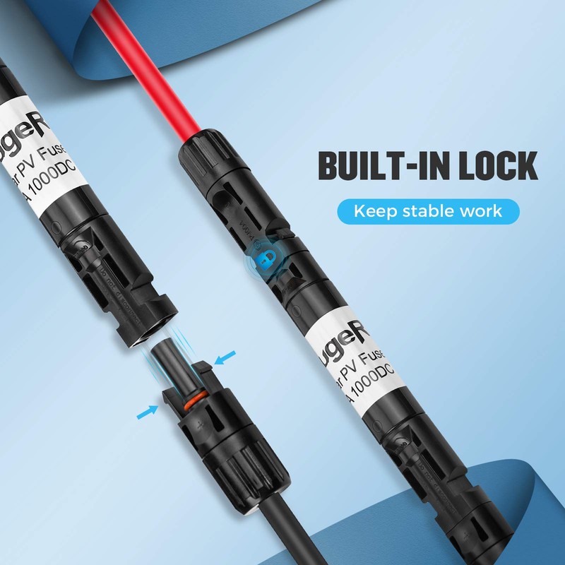 BougeRV 30A Solar Fuse Holder Inline, PV Inline Fuse Holder