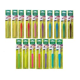 Clover Amour Crochet Hook Set with Comfort Grip - Includes All 17 Sizes!