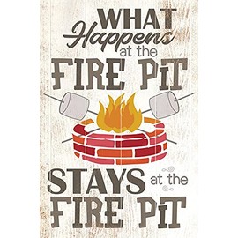 Metal Retro Tin Sign What Happens at The Firepit Art Gift Vintage Antique Plaque Bar Men Cave Home Bedroom Wall Décor Sign