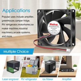 Wathai 80mm 24V DC Cooling Fan 2Pin 24Volt 80mm x 25mm Brushless 3 Inch Fan High Speed for DIY Ventilation Exhaust Projects Cooling 2 Pack