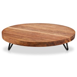 FdcZeyxior Decorative Round Wood Riser for Display, 10 Inch Rustic Display Stands Wooden Pedestal Tray for Home Decor Farmhouse Kitchen Counter Bathroom Countertop Organizer