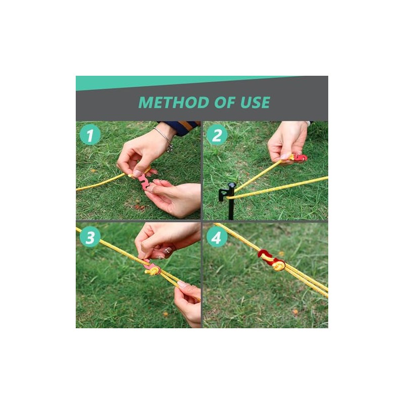 30 Pack Aluminum Alloy Guyline Tensioners for Outdoor Camping