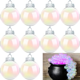12 Pcs Iridescent Ornaments Balls,3.15 inch Clear Christmas Rainbow Ball,Clear Christmas Rainbow Ball for Christmas Tree Decorations,DIY Crafts,Party Home Holiday Decor