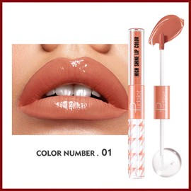 MIELIKKI Liquid Lipstick with Clear Lip Gloss, Dual Ended Lip Gloss, Moisturizing Lip Oil, High Pigmented Shine, Long Lasting, Lightweight, Non-Sticky, #01