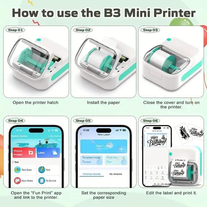 Portable Sticky Label Printer, Wireless Small Label Printer, Portable Thermal