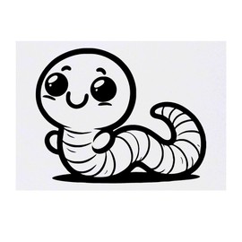 'Cute Worm' Temporary Tattoo - Water Resistant, Skin-Safe, Non-Toxic Transfer (TO00085211)