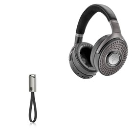 BoxWave Cable Compatible with Focal Bathys Hi-Fi Bluetooth Active Noise Canceling Headphones - USB Type-C Keychain Charger, Key Ring USB Type-C to Type-A 8 in USB Cable - Jet Black