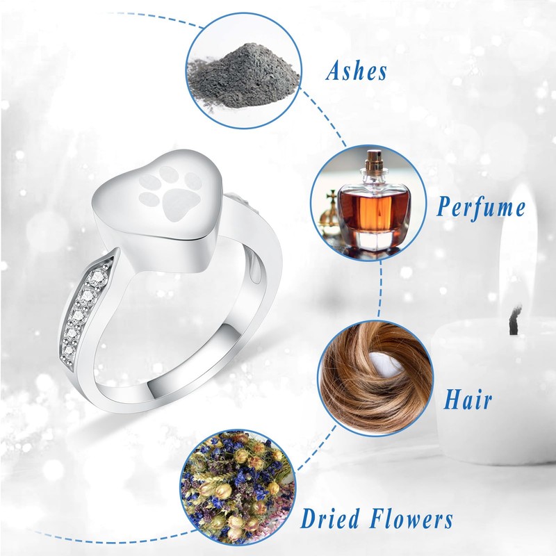 QGJNSGC Love Urn Ring Pet Dog Cat Ashes Memorial Keepsake