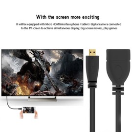 Chenyang Adaptador Micro HDMI macho a HDMI hembra en ángulo izquierdo de 90 grados, cable 4K, 10 cm