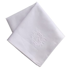 Blooming Men's Initial Cotton Handkerchief, White, 100% Cotton, Approx. 18.5 inches (47 cm), Gentleman's Business Gift, Gift, a