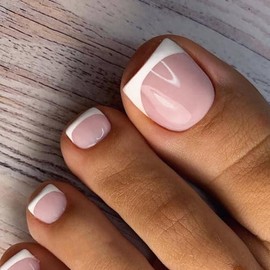 Prensa de Punta Francesa Blanca En Las Uñas de Los Pies para Mujeres, Prensa de Uñas Postizas Artificiales Francesas Ons Prensa Acrílica Cuadrada Cort
