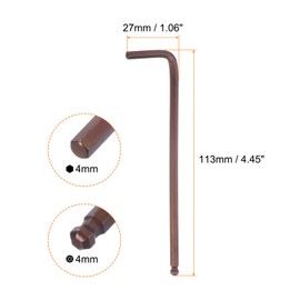 sourcing map Ball End Hex Key Wrench 4mm S2 Steel L-Shape Long Arm Hexagon Metric Wrenches Repairing Tool for Home Repair, Red