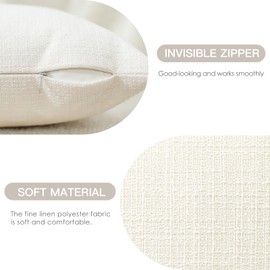 OTOSTAR Pack of 2 Throw Pillow Covers 12x20 Inch Linen Cream Pillowcases Farmhouse Decorative Solid Pillow Covers 30x50 cm Lumbar Cushion Case for Home Decor Sofa Couch Bed (Cream)