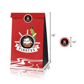 12 Pack pirate Party Gift Bags Little sea rover Goodie Candy Treat Bag with Matching Stickers Graduation Party Favor Supplies for Themed Birthday Baby Show