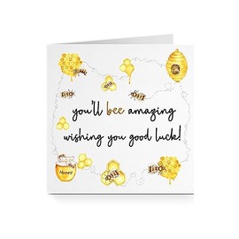 Good Luck Card for Him Her - Bee Amazing For Friend Colleague