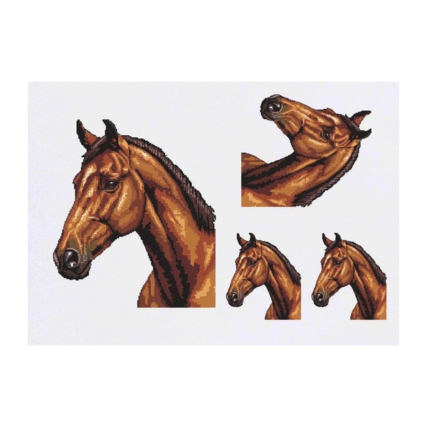 4 x 'Horse Portrait Pixel Art' Temporary Tattoos - Water