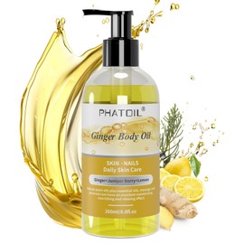 PHATOIL Ginger Body Oil, 260ML Large Bottle Body Oil for Moisturizing and Nourish Skin, Premium Ginger Body Oil Massage Oil for All Skin Types(8.8oz)