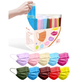 TeNice Masks Disposable 100 Pack, Colorful Face Mask for Adults, Individually Wrapped 4 Ply Extra Protection, ASTM Level 3 Medical Grade HSA FSA Eligible, Pastel Dreams 10 Colors