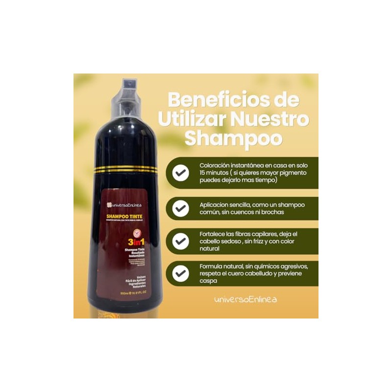 Black Instant Hair Color Shampoo for Gray Hair, 3 In