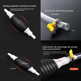 Bomba de Succión de Líquido Multifunción, Bomba de Transferencia de Combustible Manual Portátil para Automóvil con Manguera Sifón de 2M,para Aceite Combustible Diesel Fluido Pecera (2M)