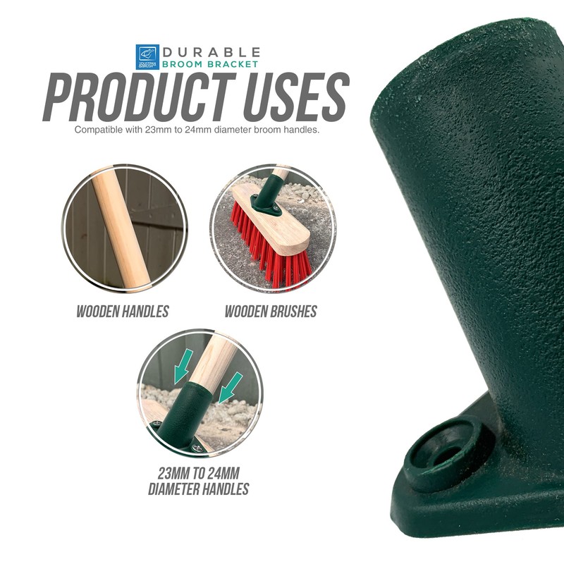 3-Pack Plastic Broom Bracket, 2 Screw Holes Heavy Duty Broom