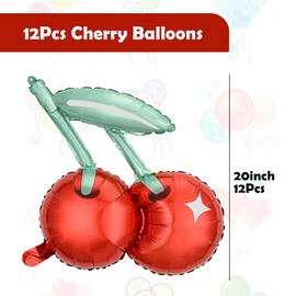 12 pcs 20Inch Red Cherry Balloons，Cherry Theme Birthday Party Decorations，Summer Fruit Cherry Birthday Baby Party Wedding Decoration Supplies