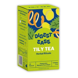 Tily Tea Digest Ease Herbal Tea | Caffeine-Free | Peppermint, Mandarin Peel, Ginger - 12 Biodegradable Teabags