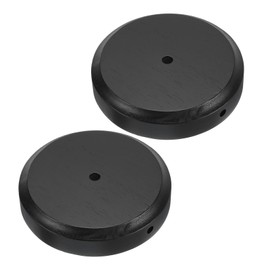 PATIKIL 5.75" x 1.2" Wooden Lamp Base, 2pcs Round Solid Wooden Base Wood Desk Lamp Display Stand Replacement for Bedroom Bedside Table Lamps DIY, Black