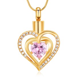 Minicremation Cremation Jewelry Heart Urn Necklace Ashes Jewelry for Women infinitely Cremation Jewelry Birthstone Locket Crystals Ash Loved One Memorial Pendant