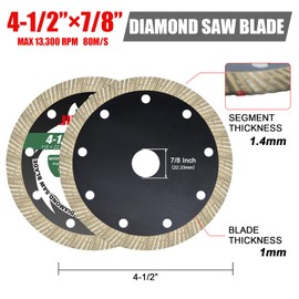 JINSINA 5PCS 4.5” Diamond Saw Blades for Angle Grinder, Super Thin Turbo Rim Tile Cutting Blade for Dry & Wet Cutting, Fast Smooth Cutting for Sintered Stone Tiles Ceramics Porcelain