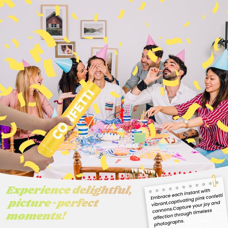 Confetti Cannon Yellow Biodegradable Confetti Poppers 12Pack Party Poppers Shooters