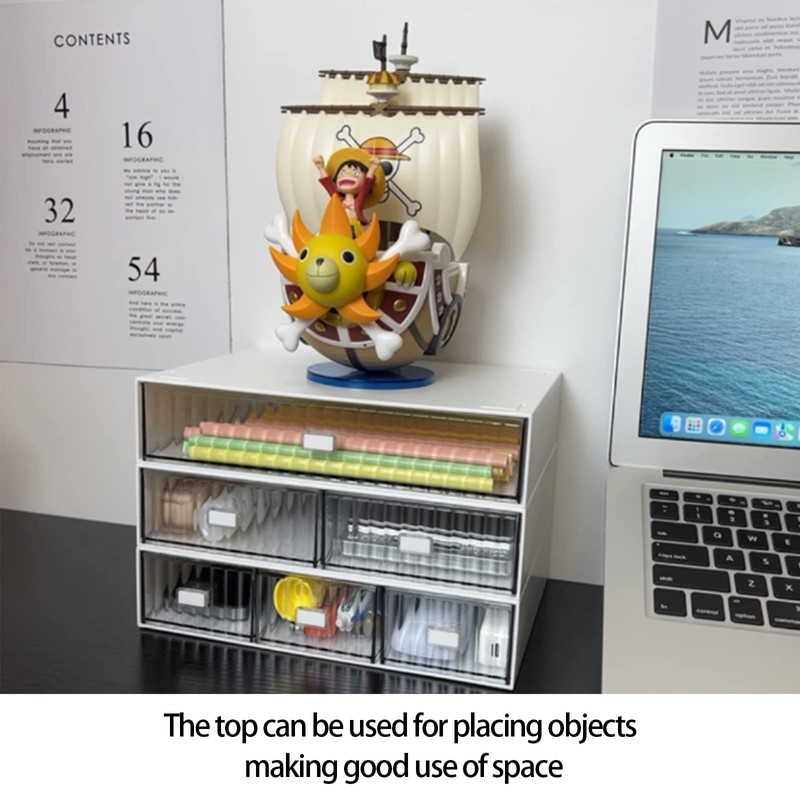 JIAFUJIN Plastic Desk Drawer Organizer, 2 Compartments, Stackable, Office Supplies