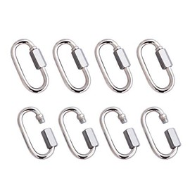 5/32'' Quick Links Chain Connector - Stainless Steel D Shape Locking Carabiner for Keychain, Backpack, Pet and Other Indoor Outdoor Use, 8 Packs (M4-Small Size)
