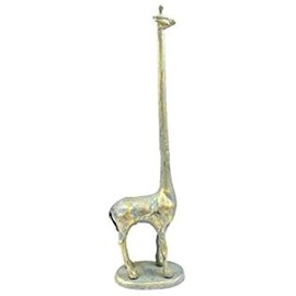 Antique Seaworn Bronze Cast Iron Giraffe Extra Toilet Paper Stand 19" - Metal A