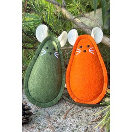 Mox Petish Catnip Toy for Cats - Felt Mouse, Handmade, Natural and Durable, Catnip Toy (Orange and Green, Pack of 2)