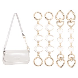 PATIKIL Bag Extender Chain, 4 Pcs Purse Strap Extenders Heart Moon Shape Chain Purse Making Supplies for Replacement Handbag Shoulder Bag Wallet Decoration, White