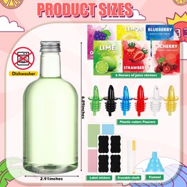 Maxcheck 12 Pcs Plastic Snowcone Syrup Bottles Snow Cone Supplies Empty Plastic Syrup Dispenser with Rainbow Pourer Plastic Long Neck Bottles for Summer Fruit Syrup Party(16 oz)