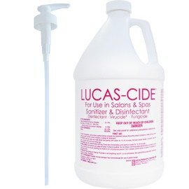 LUCAS-CIDE Salon & Spa Disinfectant, Multipurpose Surface Sanitizer, Bundle with Pump, 1 Gallon (Pink)