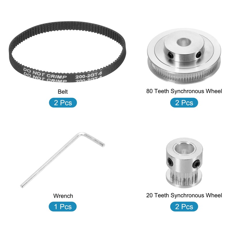 sourcing map Control Pulley 20 & 80 Teeth 8 mm