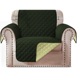 HOMERILLA Reversible Chair Covers for Dogs Couch Cover Water Resistant Washable Pets Furniture Protector Sofa Cover with Elastic Straps (Chair 21", Dark Green/Light Green)